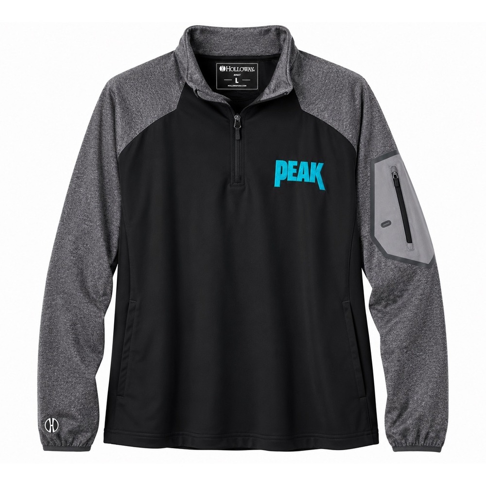 Holloway PEAK Quarter Zip Pullover Jacket Gray Black Adult Large